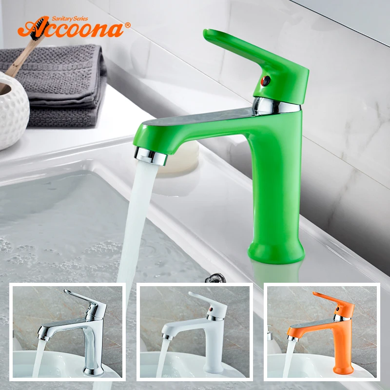 

Accoona Colorful Basin Faucet Tap Mixer Finish Brass Vessel Stylish Sink Water Bathroom Faucets Chrome Modern Waterfall Faucets
