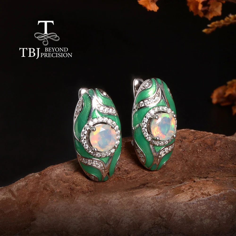 Винтажные декоративные серьги October Birthstone с натуральным опалом серебро 925 пробы
