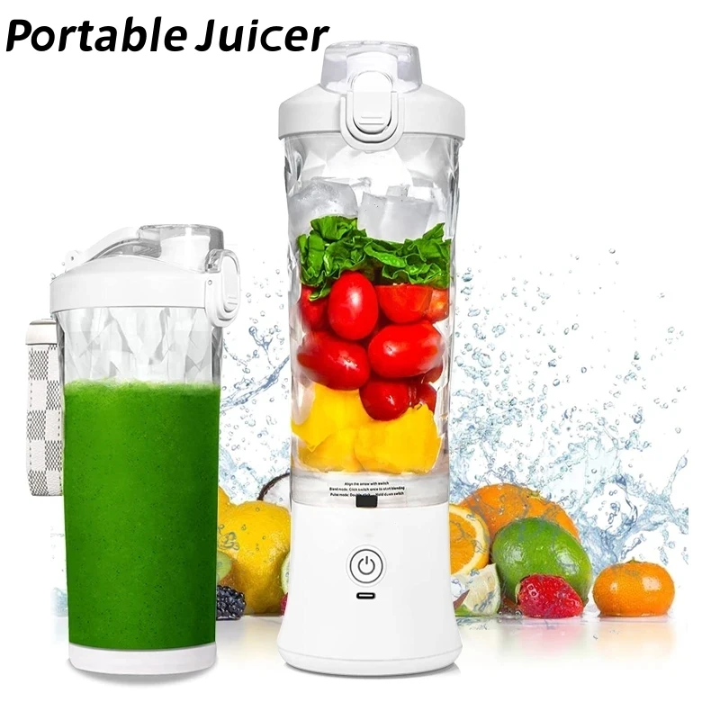 Wireless Orange Juicer Machine 600 Ml 6 Blades Waterproof Rechargeable Blender Ice Crusher Citrus Fruit Portable Electric Cup