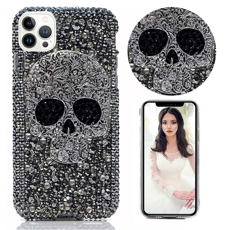 Чехол для телефона из металла с изображением черепа панка для Xiaomi Redmi Note 10 9 8 Pro Diamond Coque 9S 10S 7 6 8T Mi Max 3 2 5 5A 5G.