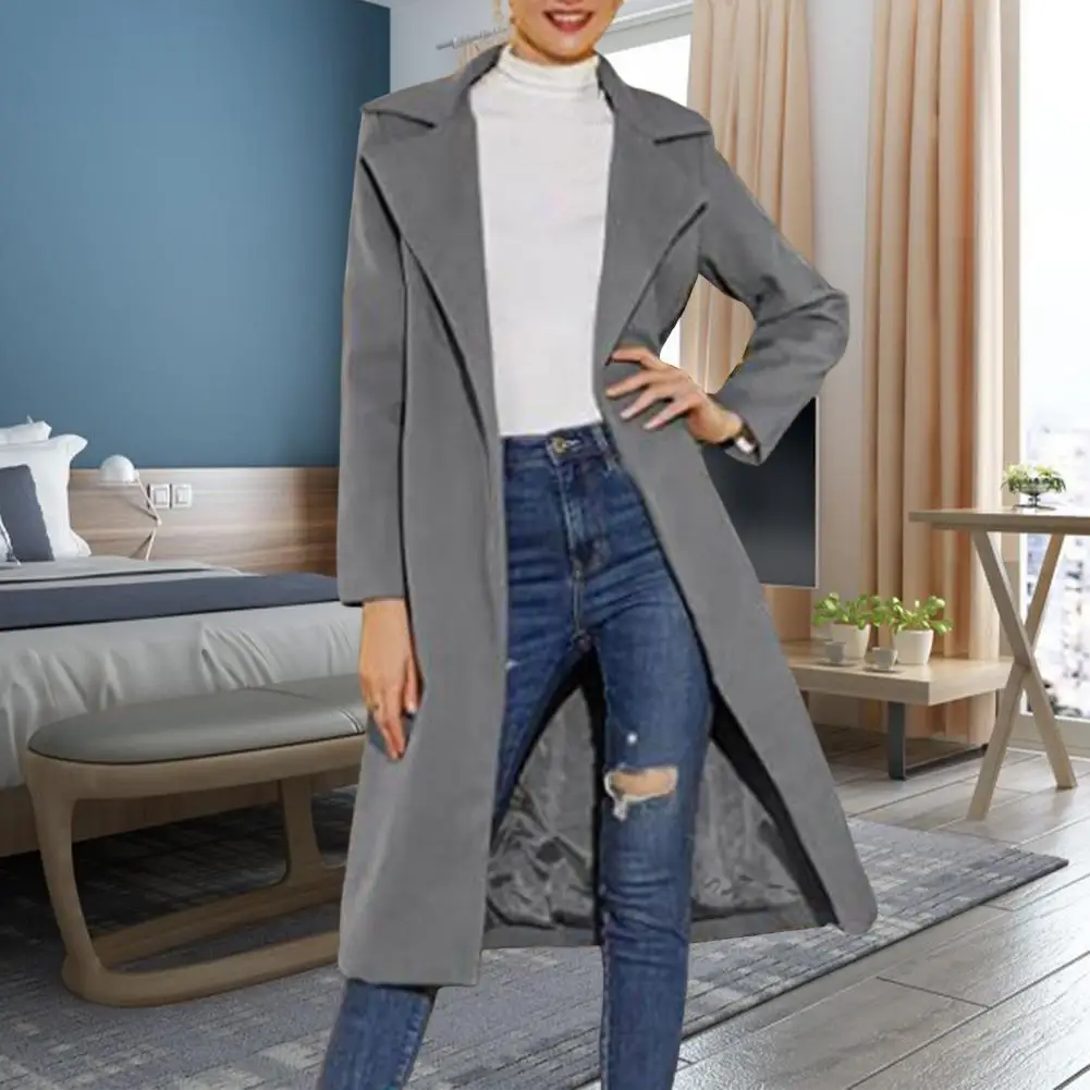 Женское однотонное пальто мягкий кардиган с отложным воротником - Цена: 790.55