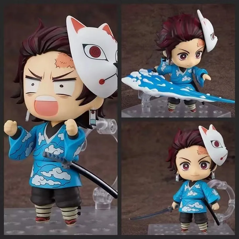 

10CM Demon Slayer Anime Figures Kimetsu no Yaiba face change 1510# mask Kamado Tanjirou Action Figure model toy doll gifts