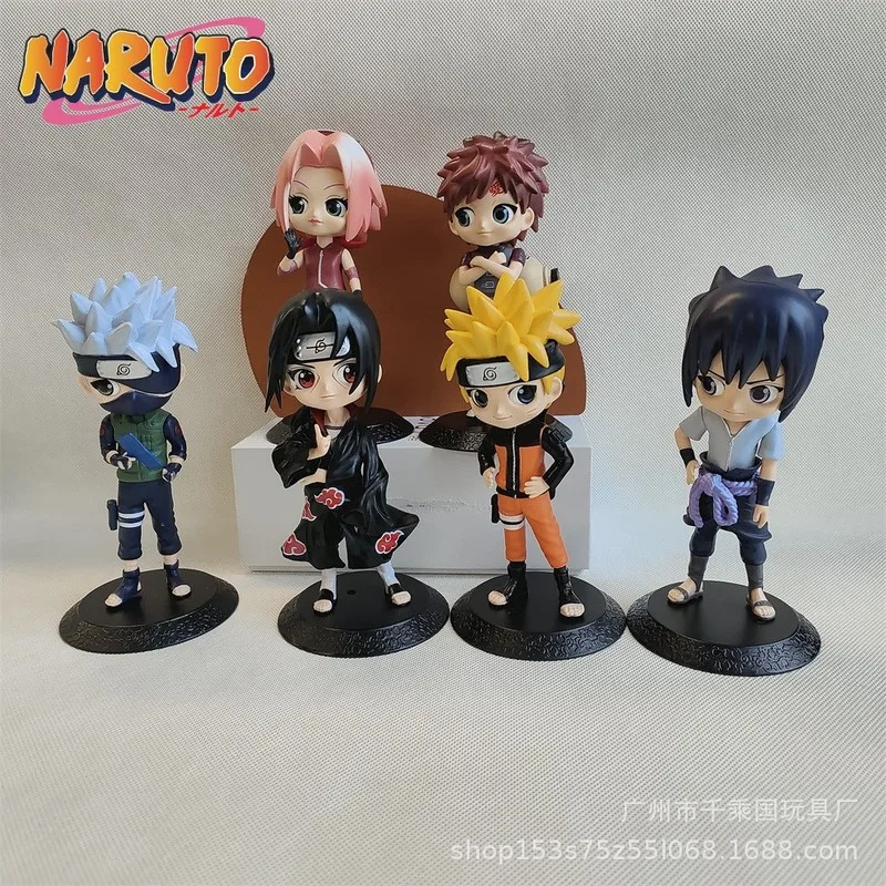 

15cm Q Version 6pcs Naruto Anime Action Figure Uzumaki Kakashi Uchiha Sasuke Itachi Kawaii Cartoon Pvc Model Dolls Kid Toys