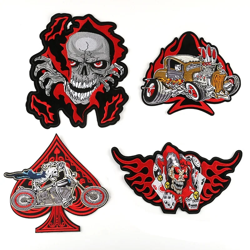 

Motorcycle Ride series Clothes Coat Big Back Sticker ironing Embroidered Patches Skulls head Demon DIY Sew Applique decor Badge
