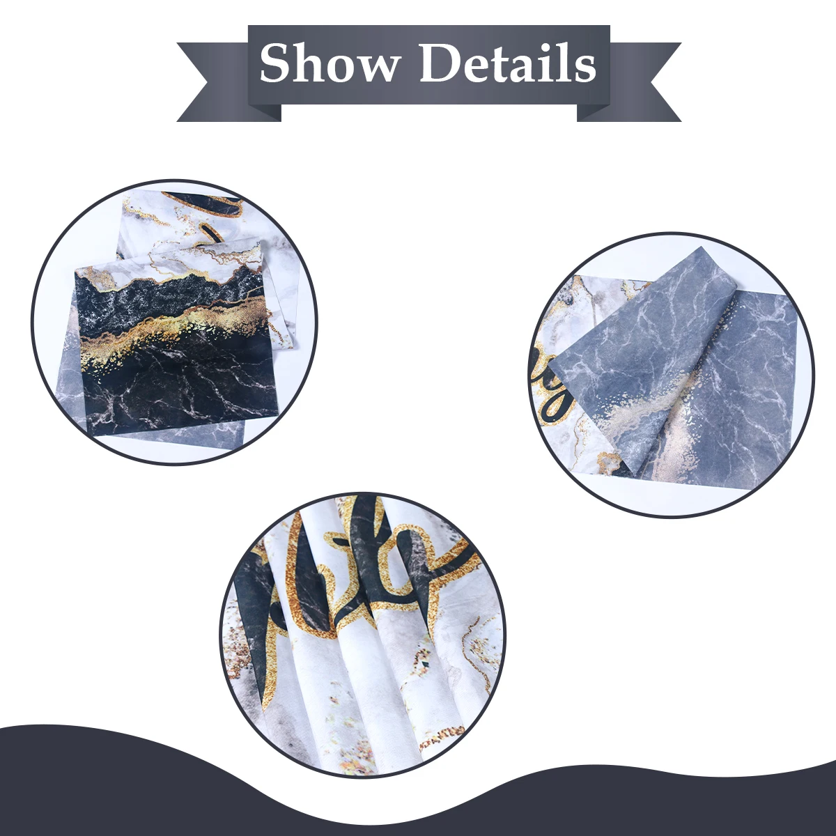 Настольная дорожка черного и золотого цвета с мраморным рисунком 30/40/50 дюймов