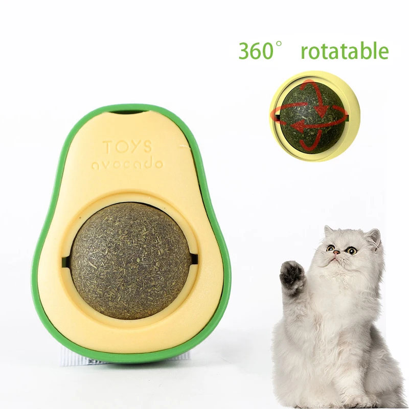 

Avocado Catnip Ball Healthy Edible Licking Balls Rotatable Cat Toys Interactive Bite Resistant Cat Nip Kitten Games Treats Toys
