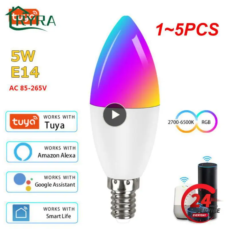 

Умная лампа E27 с Wi-Fi, 1-5 шт., RGB + CW + WW 5 Вт 7 Вт 9 Вт