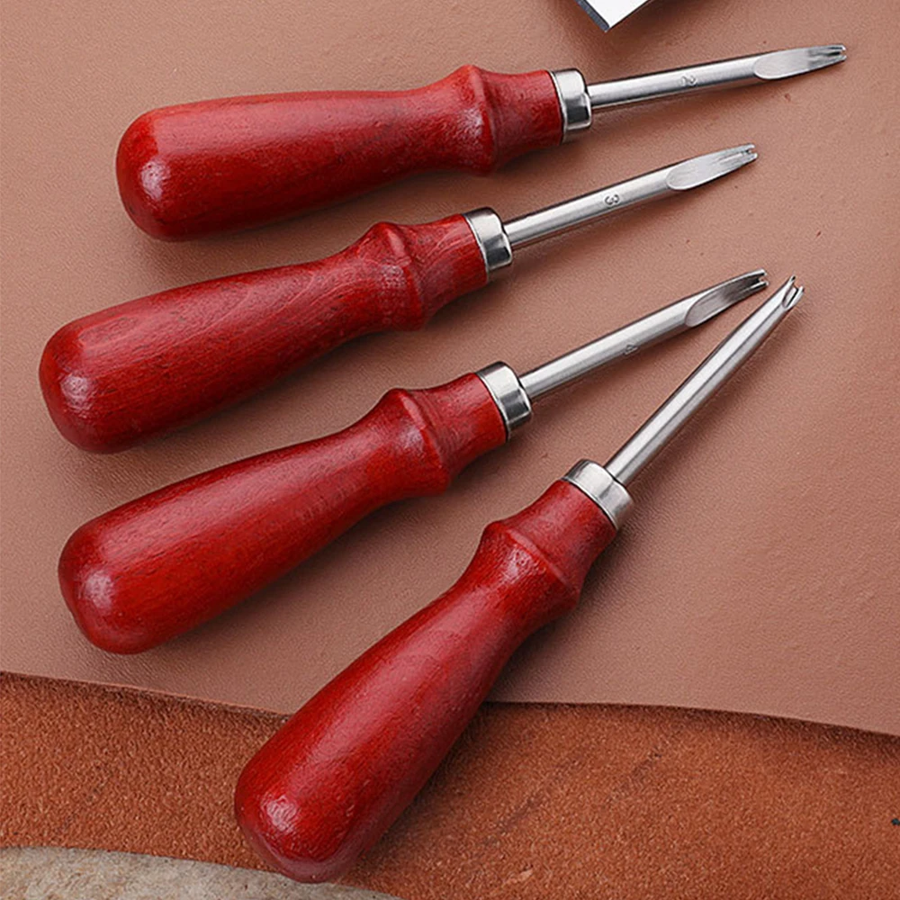 Нож для снятия фаски с кожаной кромки лезвие из стали деревянная ручка