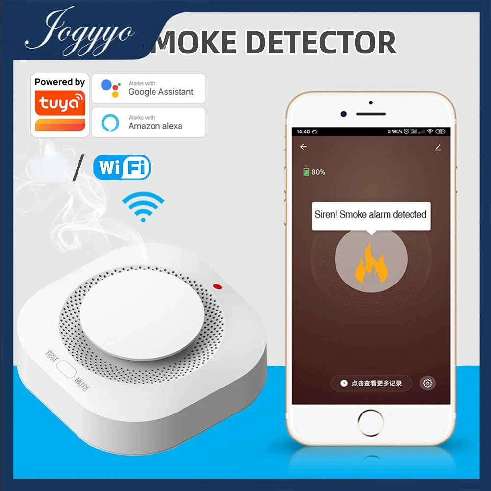 

Умный детектор дыма Tuya, Wi-Fi датчик угарного газа, датчик пожарной безопасности, поддержка Alexa / Google Home