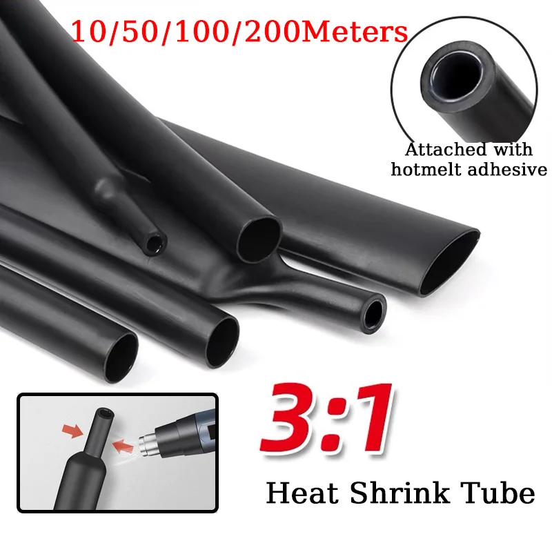 10 метров/100 м 3:1 термоусадочная трубка с клеем полиолефиновые Усадочные трубки в