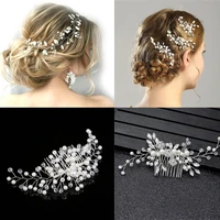 pearl rhinestone women headband bride wedding hair accessories crystal hair combs for women bride headwear hairpins curly clip