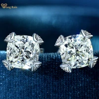 wong rain classic 100 925 silver created moissanite gemstone wedding engagement ear studs earrings fine jewelry gifts wholesale