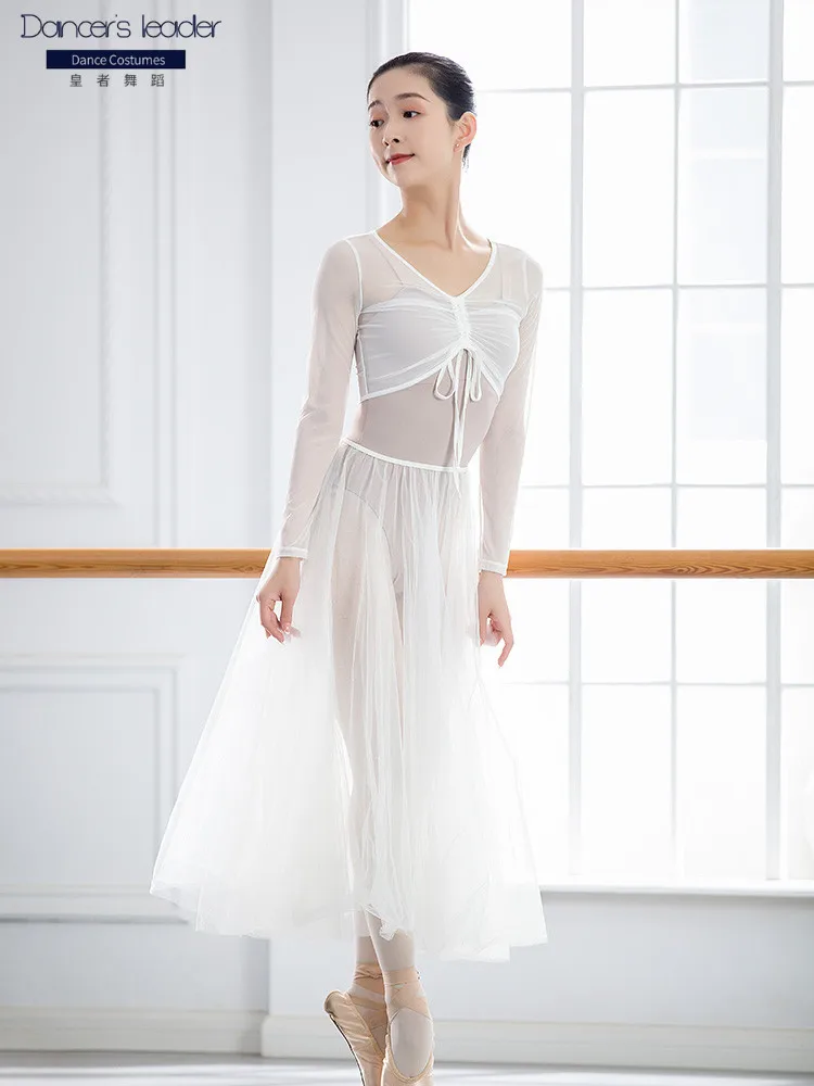 Ballet Dance Clothes Women's Short Mesh Gauze Top Light And Thin Lace Pleated Gauze Clothes Adult Ballet Practice Clothes