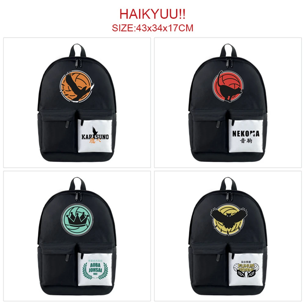 

Anime Haikyuu Nylon Backpack Casual Knapsack Teenager Packsack Cartoon Student Schoolbag Travel Laptop Bag Black Zipper Bookbag