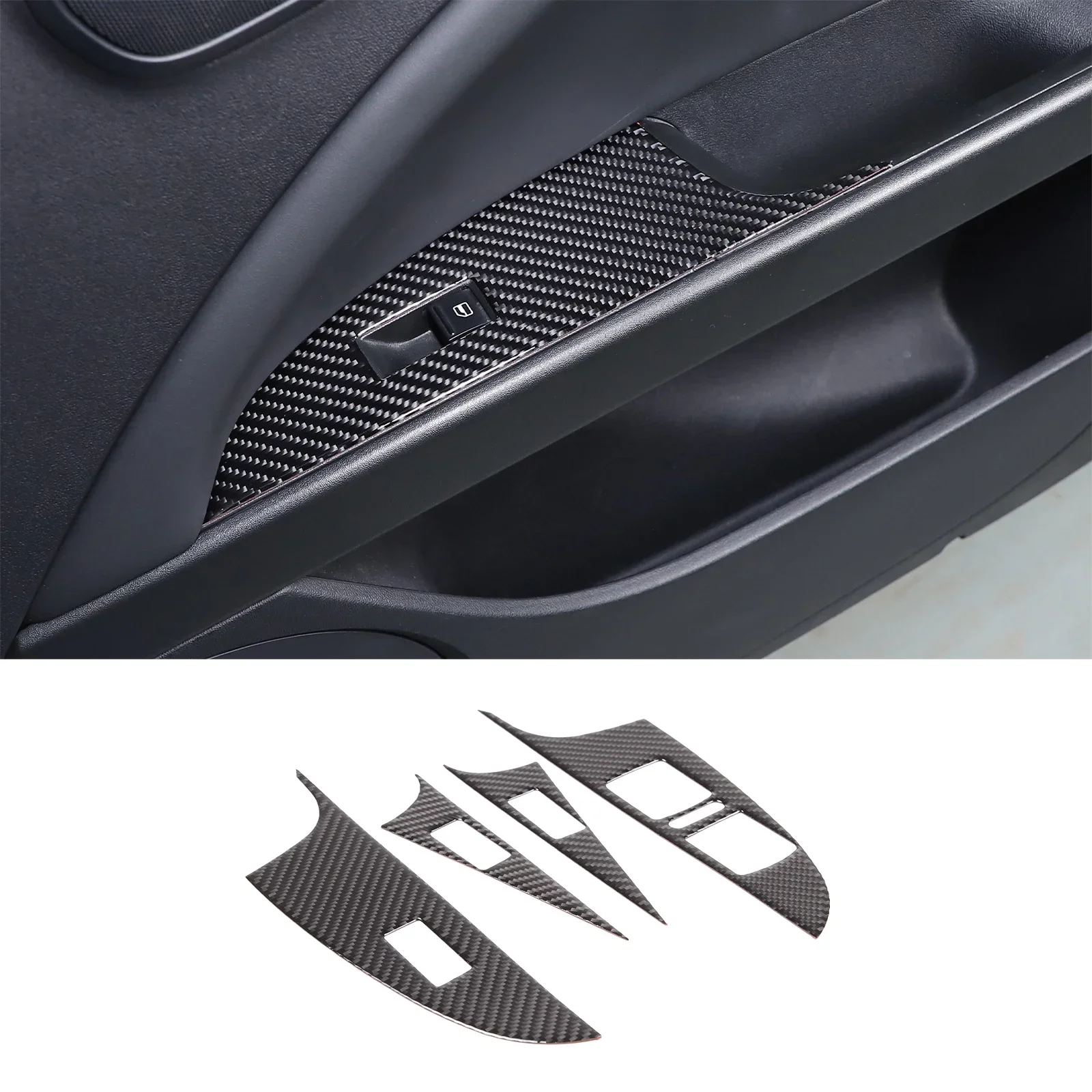 Фото Для Seat Leon 2008-2012 мягкая наклейка из углеродного волокна, стекло двери автомобиля, подъемная декоративная рамка, аксессуары для интерьера №1