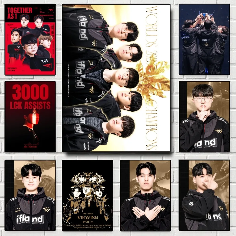 Постер T1 Team L-Lols LPL необычная Наклейка на стену для гостиной бара винтажная