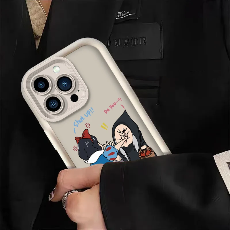 Disney Snow White Ariel Case for iPhone 16 15 14 13 12 11 Pro Max XS X XR 8 7 6S 6 Plus SE 2020 Liquid Silicone Shockproof Cover