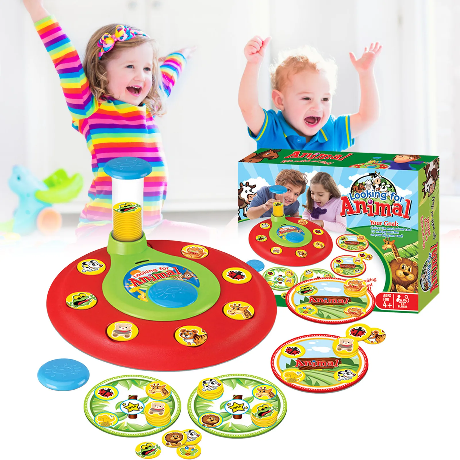 

Bingo Game Console Animal Bingo Gameset Children Educational Toys Creative Bingo Machine Party Game Props Board Game