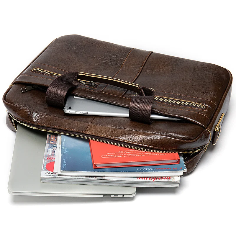 Business Affairs Briefcase Genuine Leather Male Package Capacity Man Handbag Single Shoulder 2020 computer office bags for men