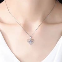 women crystal silver wedding neck chain cubic zirconia pendant necklace eternal love heart