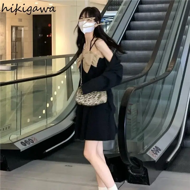 Женский комплект из двух предметов трикотажный кардиган контрастных цветов