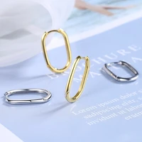 new silver ear buckle female korean version fashion gold geometric oval ear buckle simple temperament earrings gift