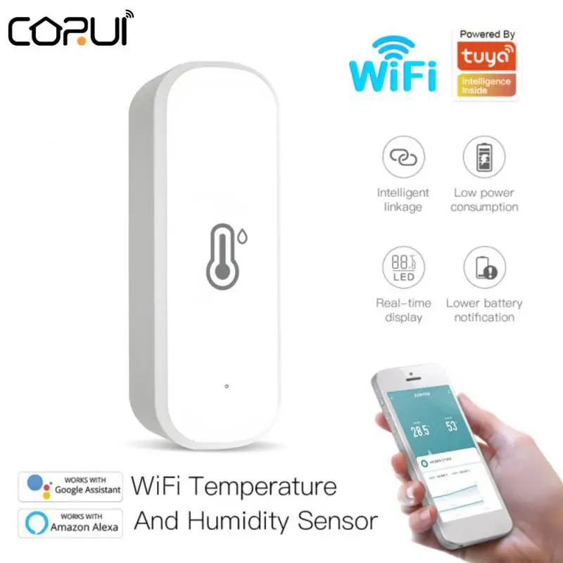 

Tuya WiFi/ZigBee Smart Temperature And Humidity Sensor SmartLife APP Remote Monitor Smart Home Works With Alexa Google Assistant