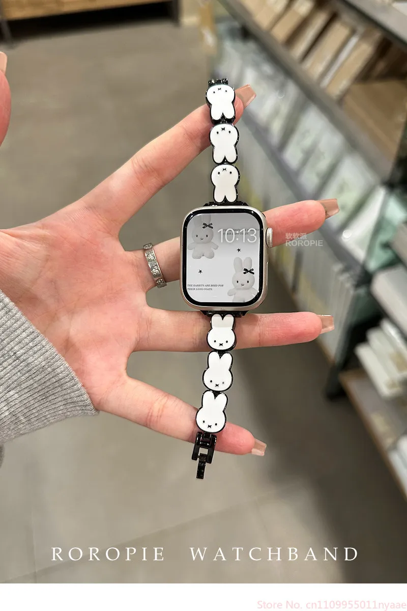 Кожаный ремешок для часов Miffy Rabbit для Apple Watch S11109SeUltra Series, милый женский ремешок (art.: 3920d8a452aab) - 3920d8a452aab