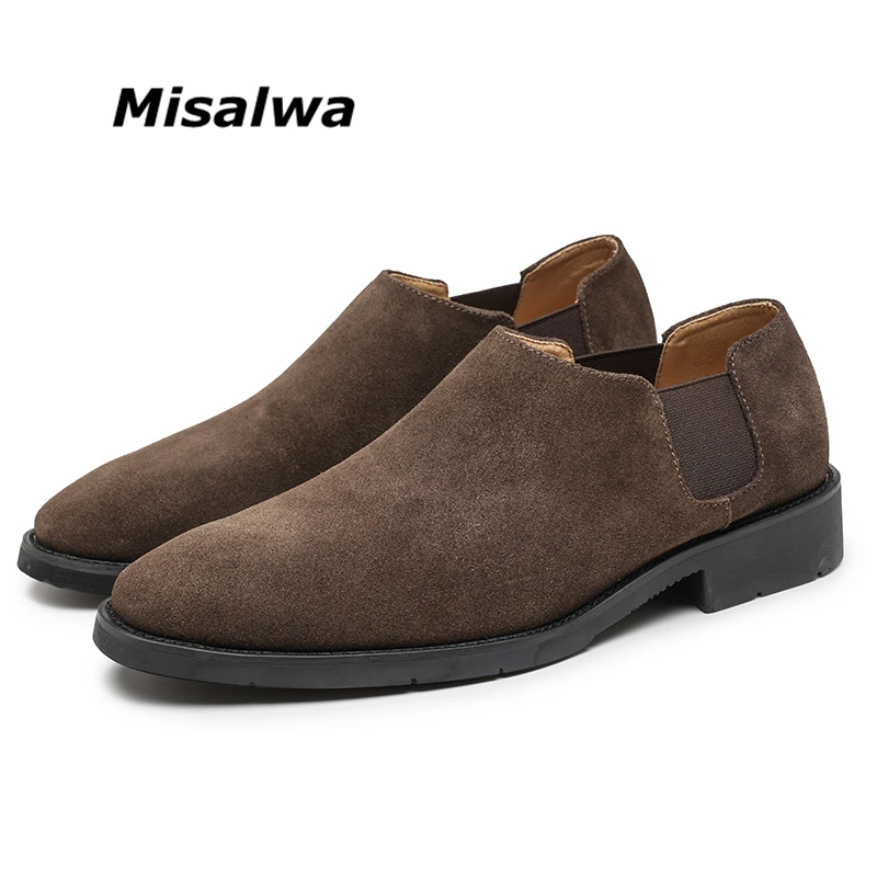 Misalwa замшевые кожаные мужские туфли повседневные слипоны лоферы короткие