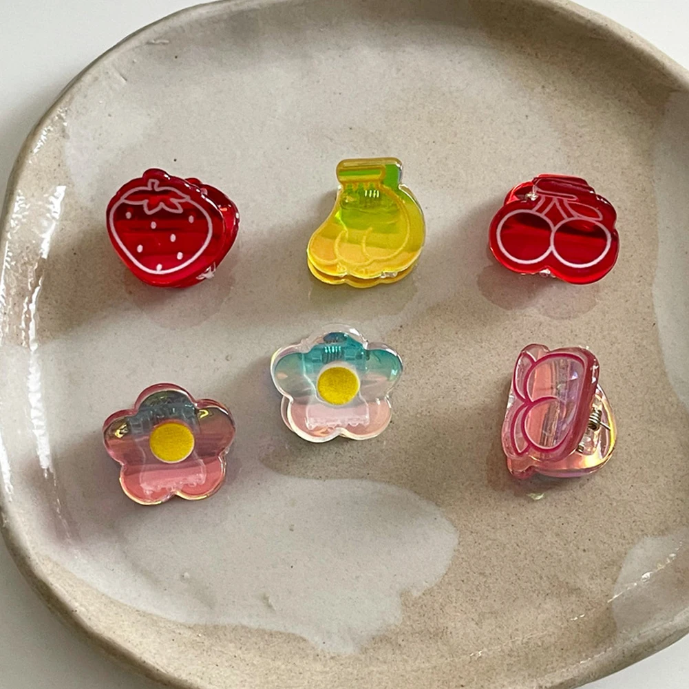 

1 шт. Симпатичные мини-заколки для волос, пластиковые заколки для волос с фруктами и цветами, аксессуары для укладки волос, женские заколки д...