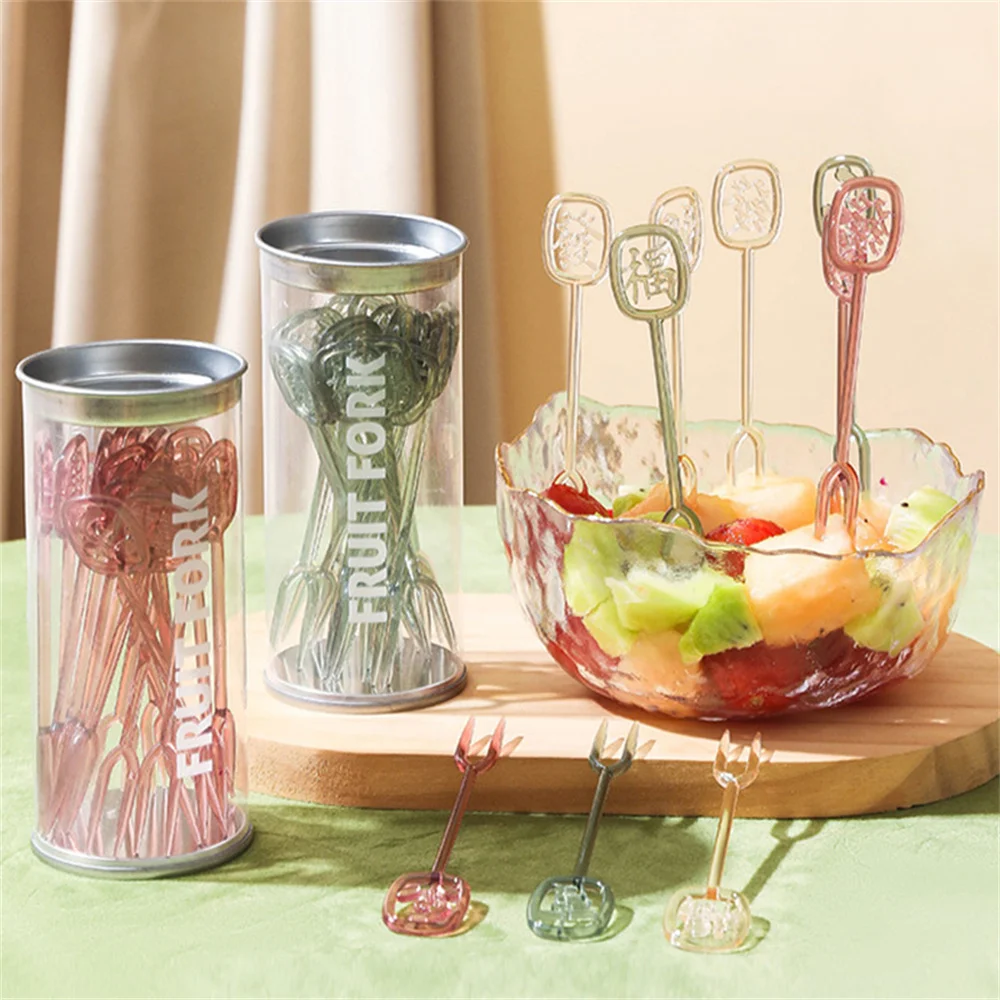 

Small Fork Set 24/tank Exquisite Portable Light Luxury Kitchen Accessories Food Grade Fork Purple/brown/green Household Canned