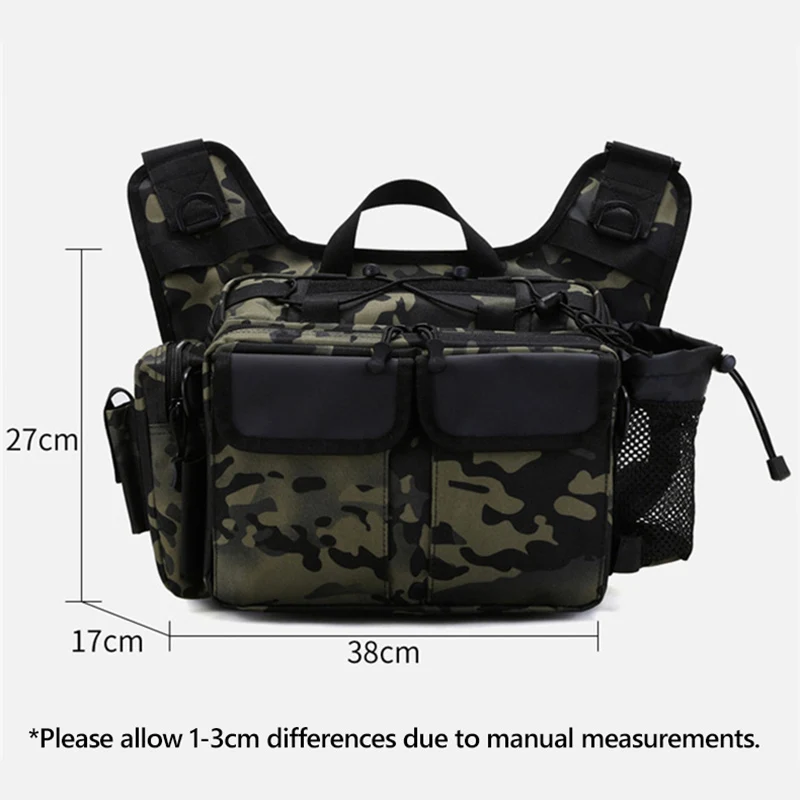 Tactical Fishing Rod Bag Waist Chest Backpack Shoulder Bag Outdoor Military Sports Assult Fishing Lure Box Sling Bag Men XA198G