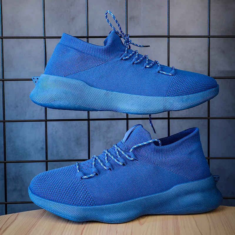 

Summer New Flying Woven Breathable Casuall Sneakers Fashion Mesh Lace-up Increase Solid Color Designer Shoes Mens Wholesale