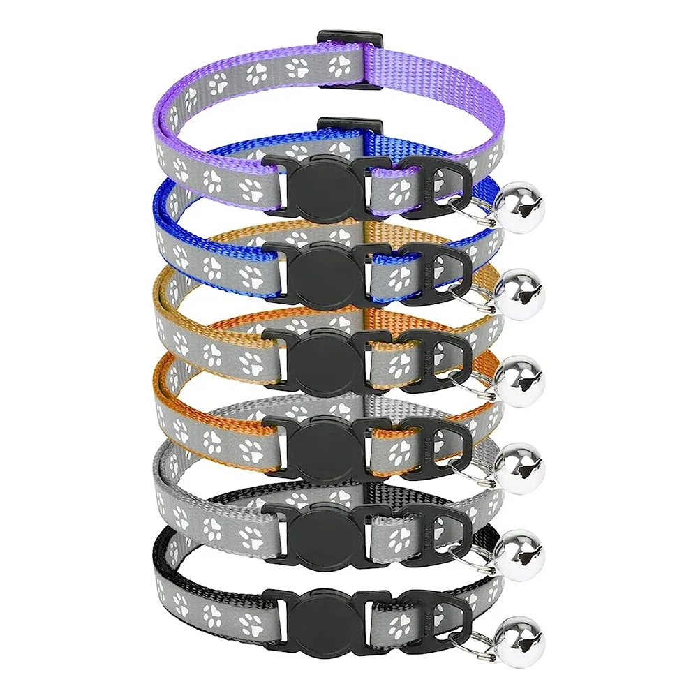 Светоотражающий ошейник для домашних животных с колокольчиком мультяшный след