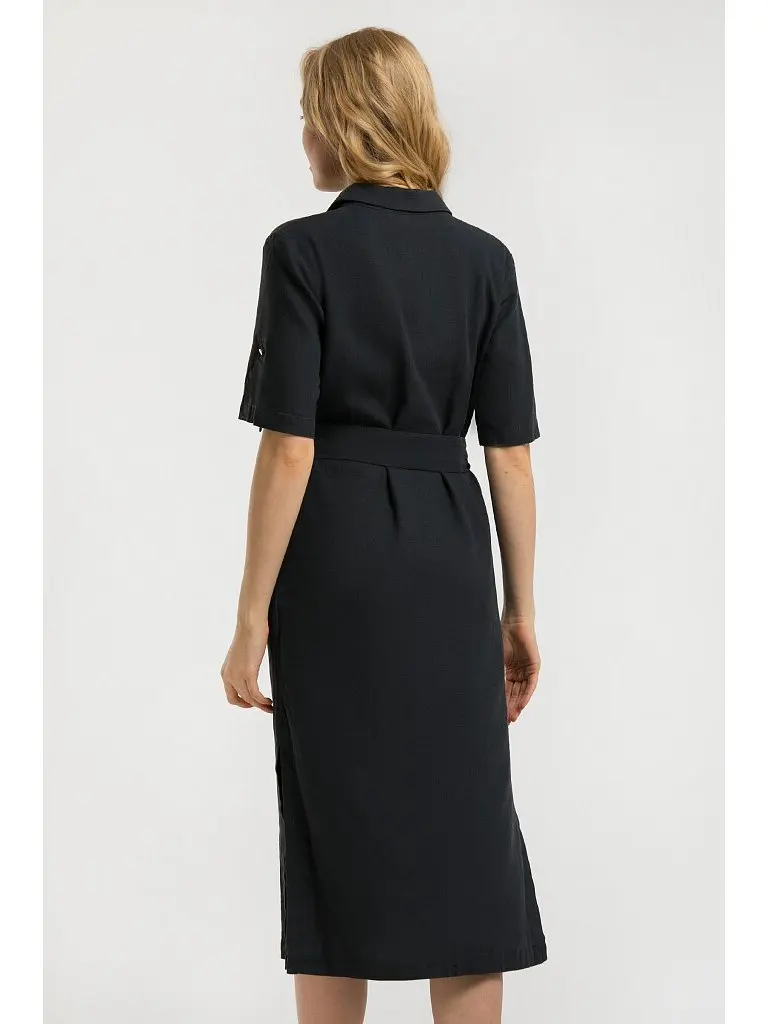 Женское платье Finn с разрезом, летнее макси-платье с цветочным принтом, круглым вырезом и длинными рукавами в стиле А-силуэт для офиса.