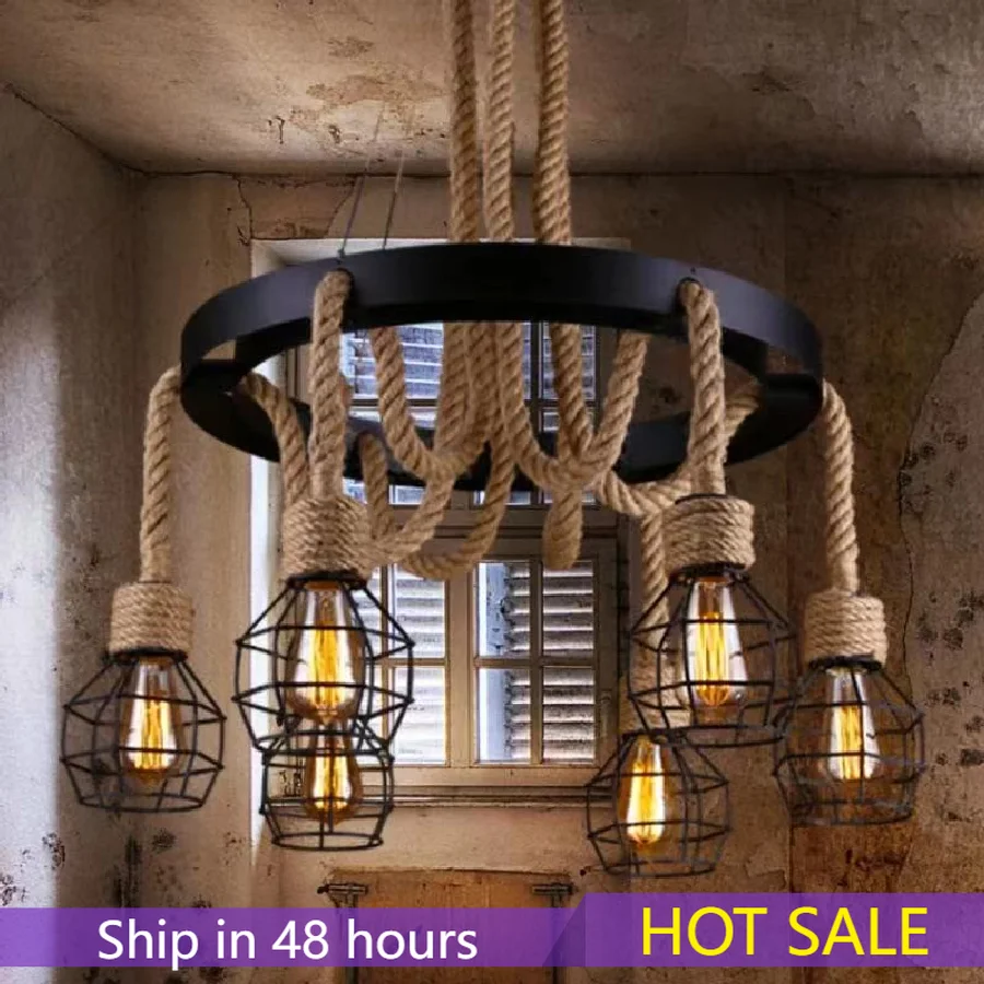 

Retro loft creative rope lamp Club Restaurant Bar corridor Cafe balcony stair chandelier creative decoration