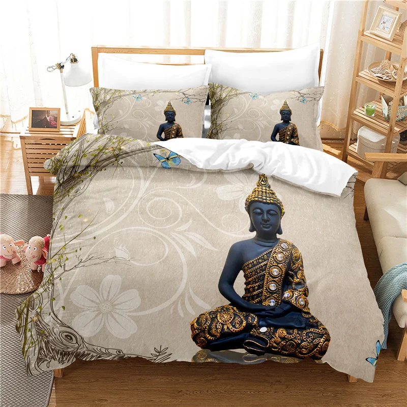 

Buddha Statue Bedding Set Duvet Cover Set 3d Bedding Digital Printing Bed Linen Queen King Full Size Bedding Set Fashion Design