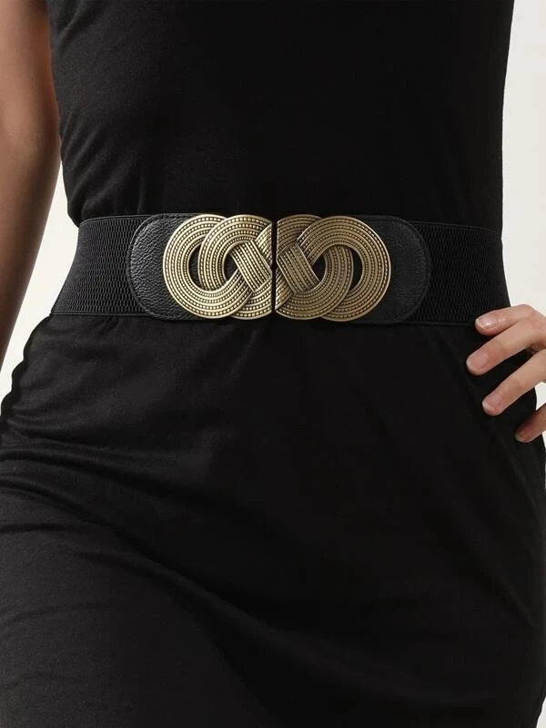 

Women Metal Buckle Elastic Belt