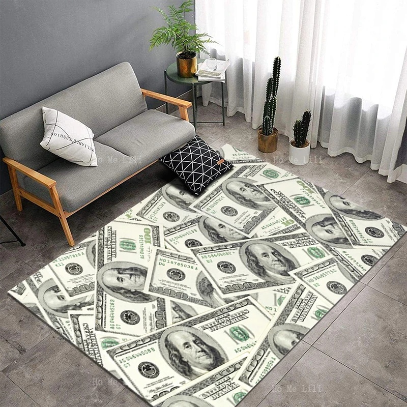 

Deposit Money Background Of Hundred Dollar Bills Cash Abstract Commercial Us Currency Texture Flannel Floor Rugs By Ho Me Lili