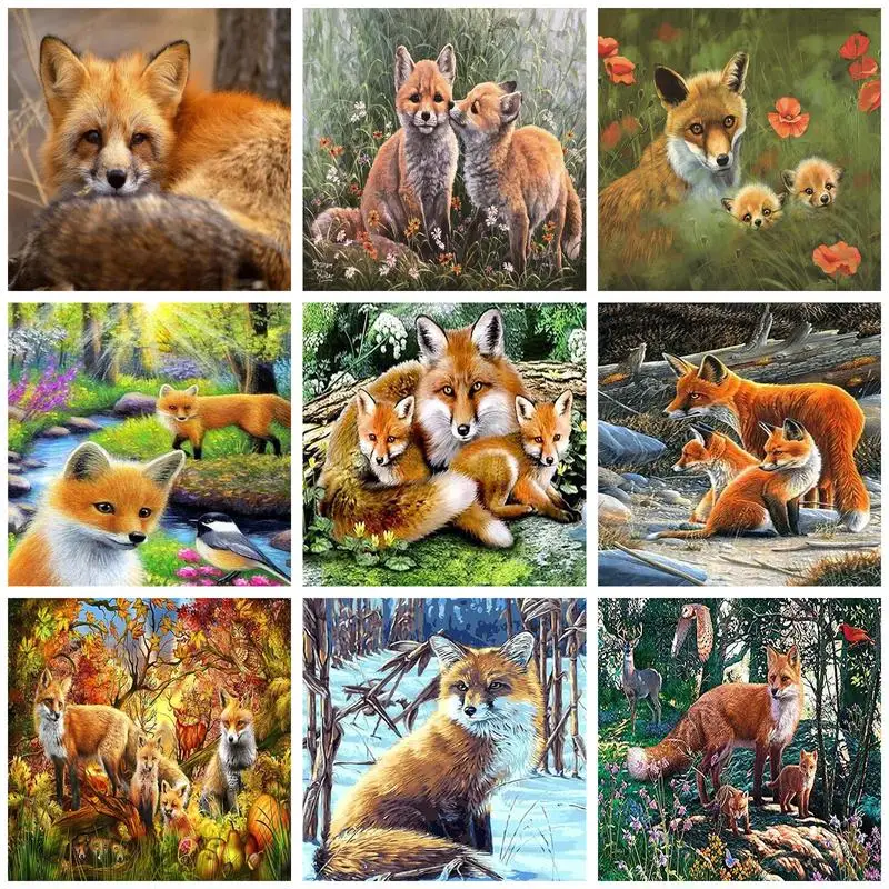 

CHENISTORY 5D Diamond Painting With Frame Fox Cross Stitch DIY Crafts Mosaic Embroidery Gift Home Decors Handmade For Adults