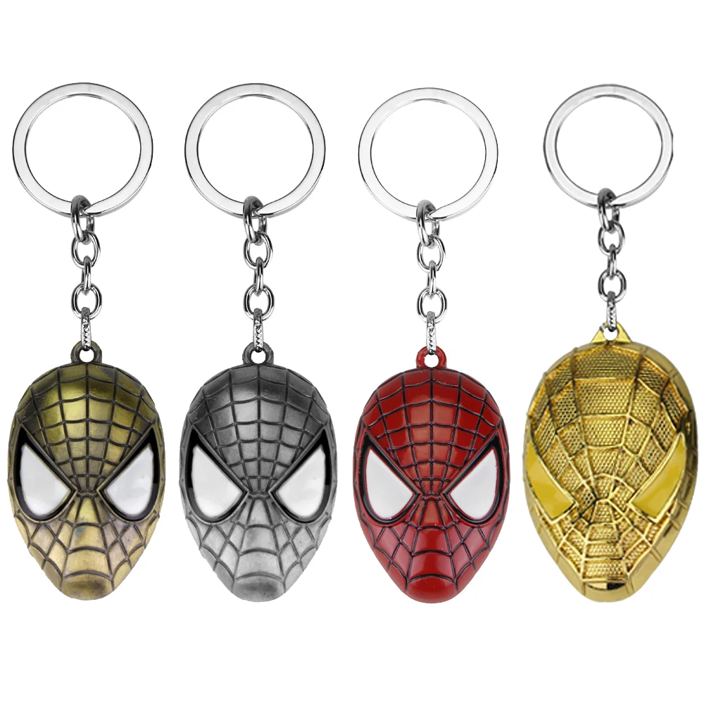 

Avengers Superhero Spiderman Key Chain Metal Mask Keychain Spider-Man Anime Figure Peripheral Fashion Pendant Gifts Keyring
