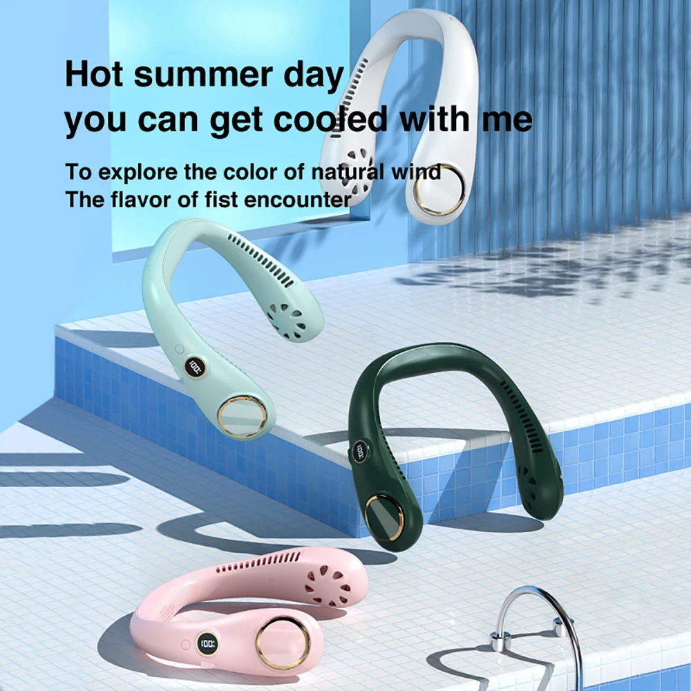 Вентилятор на шее портативный мини-беслопостный перезаряжаемый висячий спортивный вентилятор-кондиционер 4800 мАч для дома и улицы