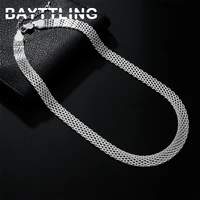 bayttling silver color 18 inch fine braided chain necklace for women fashion charm gift jewelry
