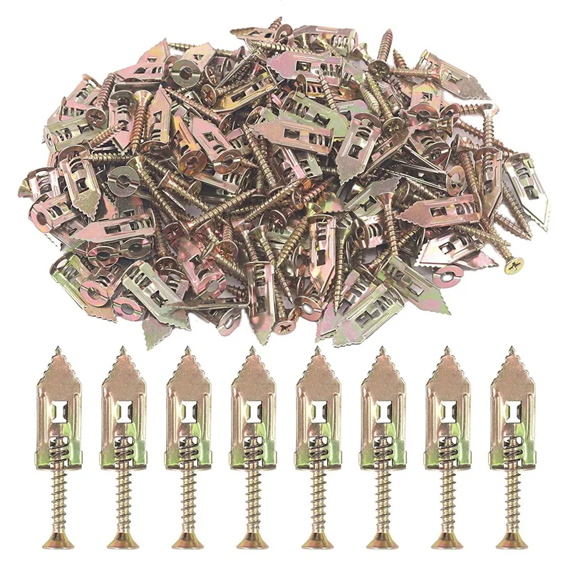 

100Pcs Plasterboard Fixings & Screws Plasterboard Wall Plugs-Metal Self-Drilling Anchor Drive Anchor For Plasterboard