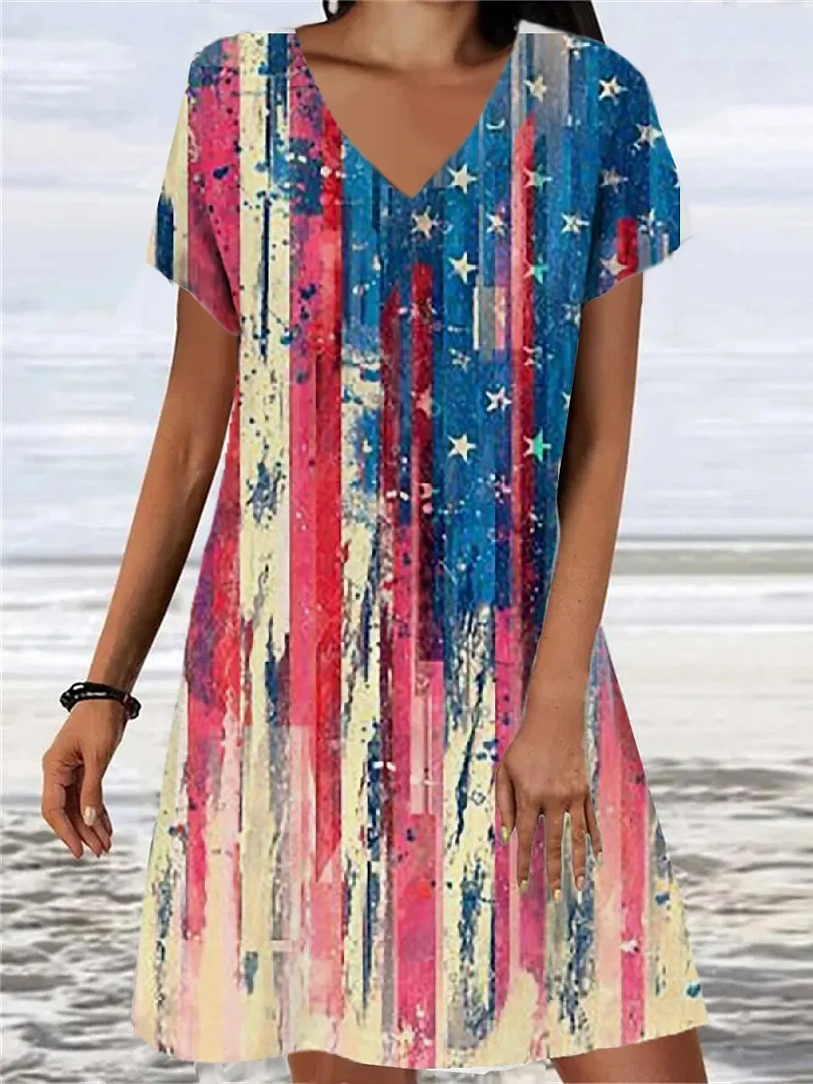 

Женское платье с V-образным вырезом, с цветочным принтом