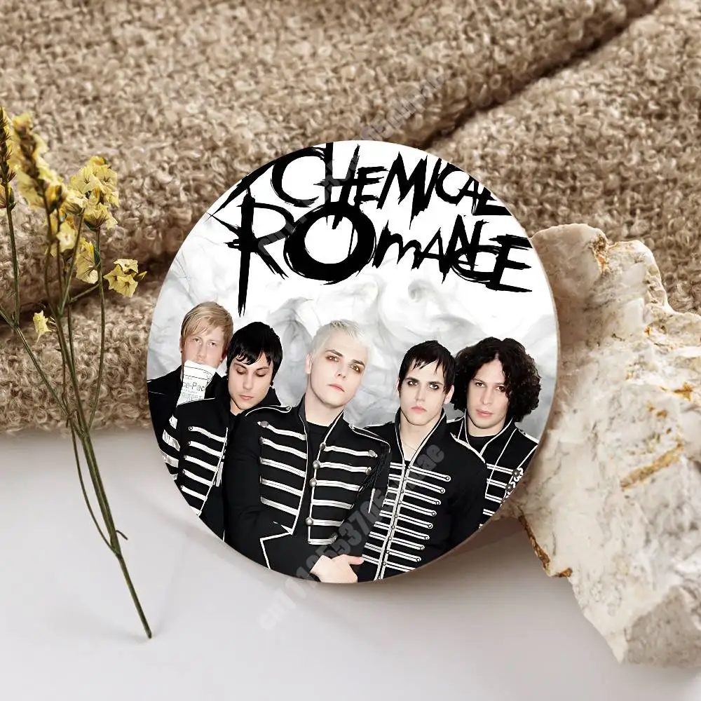 Фото Деревянная подставка для чашек My C-Chemical R-Romance MCR Band для капучино, водки, сока, воды, для цветочного магазина №4