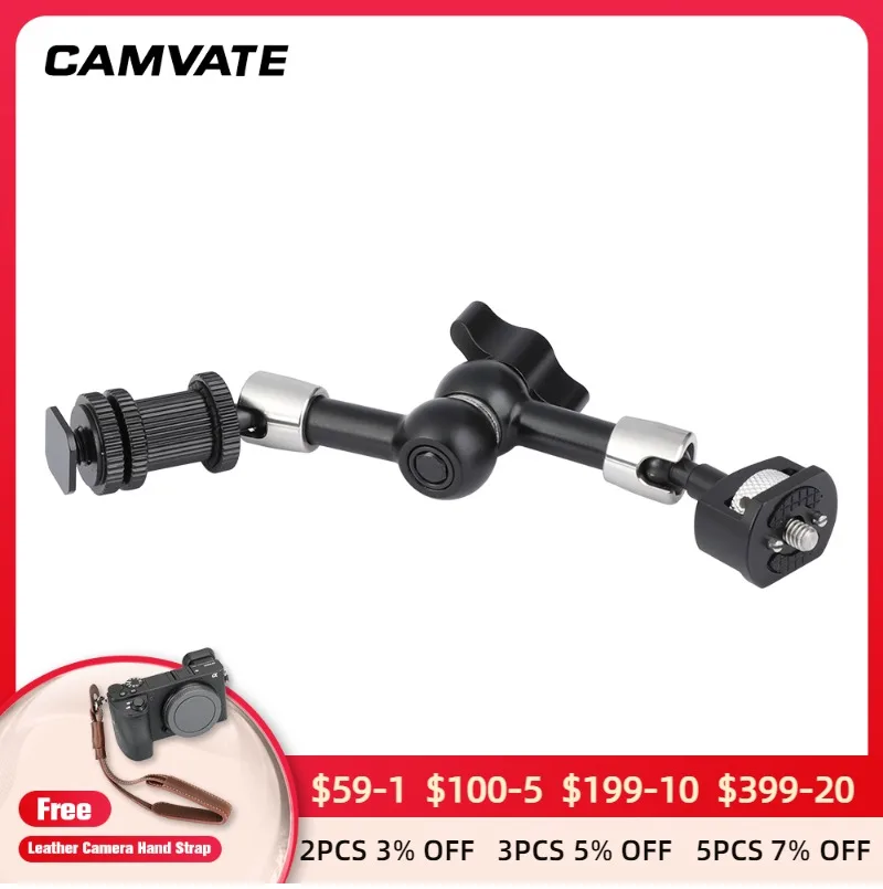 CAMVATE 7 Magic Articulating Arm With Double 1/4 Thread Screw Mounts & Shoe Mount For Microphone,15mm Rods,Monitor,Flash,LCD