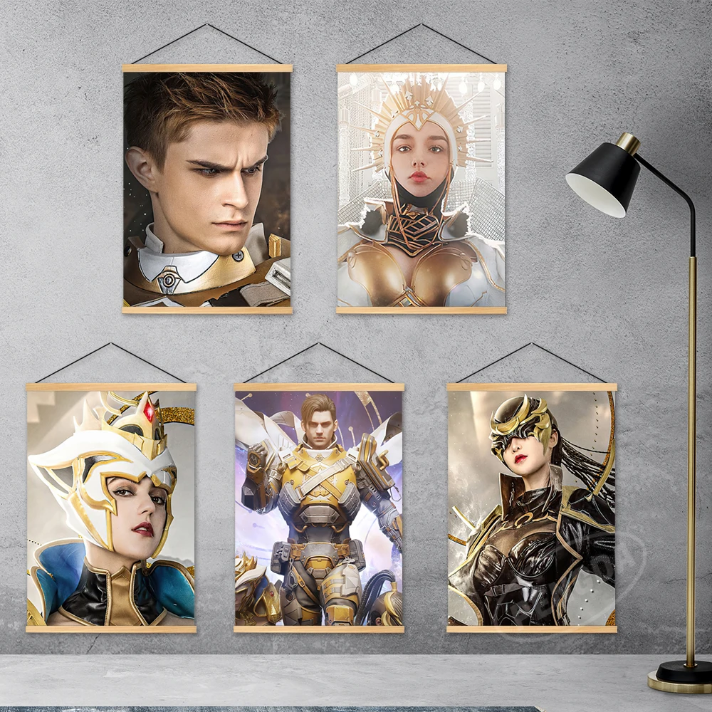 

Canvas PUBG Poster Wooden Hanging Painting Soldier Wall Art HD Prints Modular Shooting Game Pictures Home Decoration Living Room