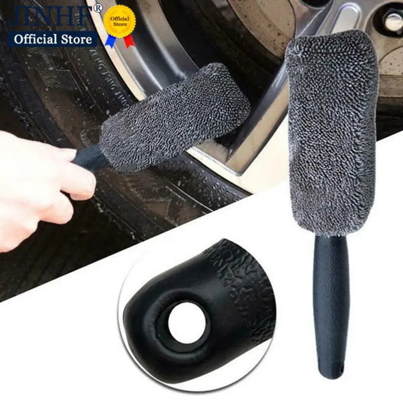 

Car Wheel Cleaning Brush Tool Tire Washing Clean Soft Bristle Cleaner Black Easy To Cleaning Rims Spokes Wheel Barrel 28 x 5 cm