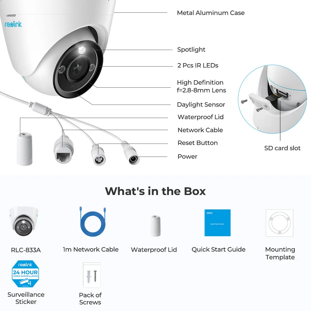 Reolink 4K 8MP PoE Security Camera 3X Zoom Outdoor IP Cam 2-Way Audio Smart Alarm Home Protection Surveillance Cameras RLC-833A images - 6
